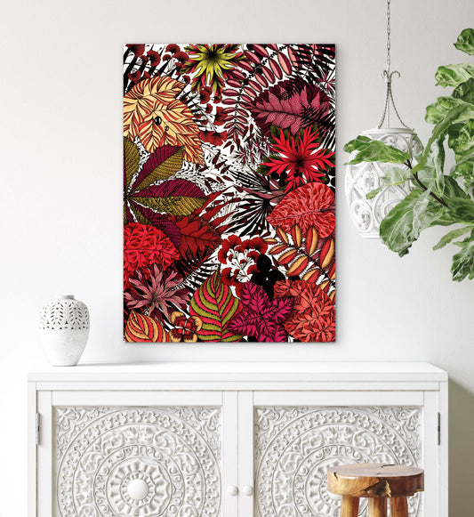 'Rudens Lapai' raudona originalaus piešinio versijos reprodukcija ant drobės