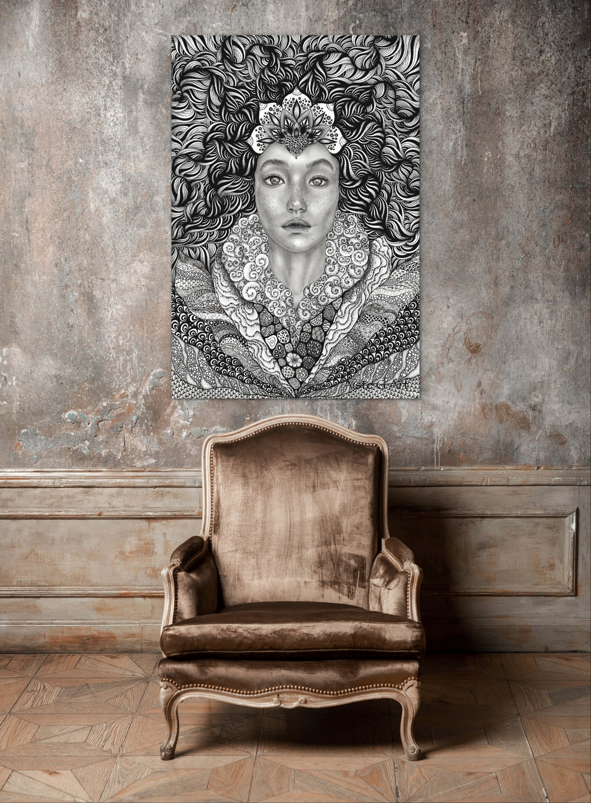 'Gaia' a reproduction of the original drawing on canvas